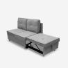 Schlafsofa 2-Sitzer ausziehbar platzsparend aus grauem Stoff Wanda Lagerbestand