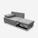 Schlafsofa 2-Sitzer ausziehbar platzsparend aus grauem Stoff Wanda Auswahl