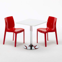 Weiß Quadratisch Tisch und 2 Stühle Farbiges Polypropylen-Innenmastenset Grand Soleil Ice Cocktail 