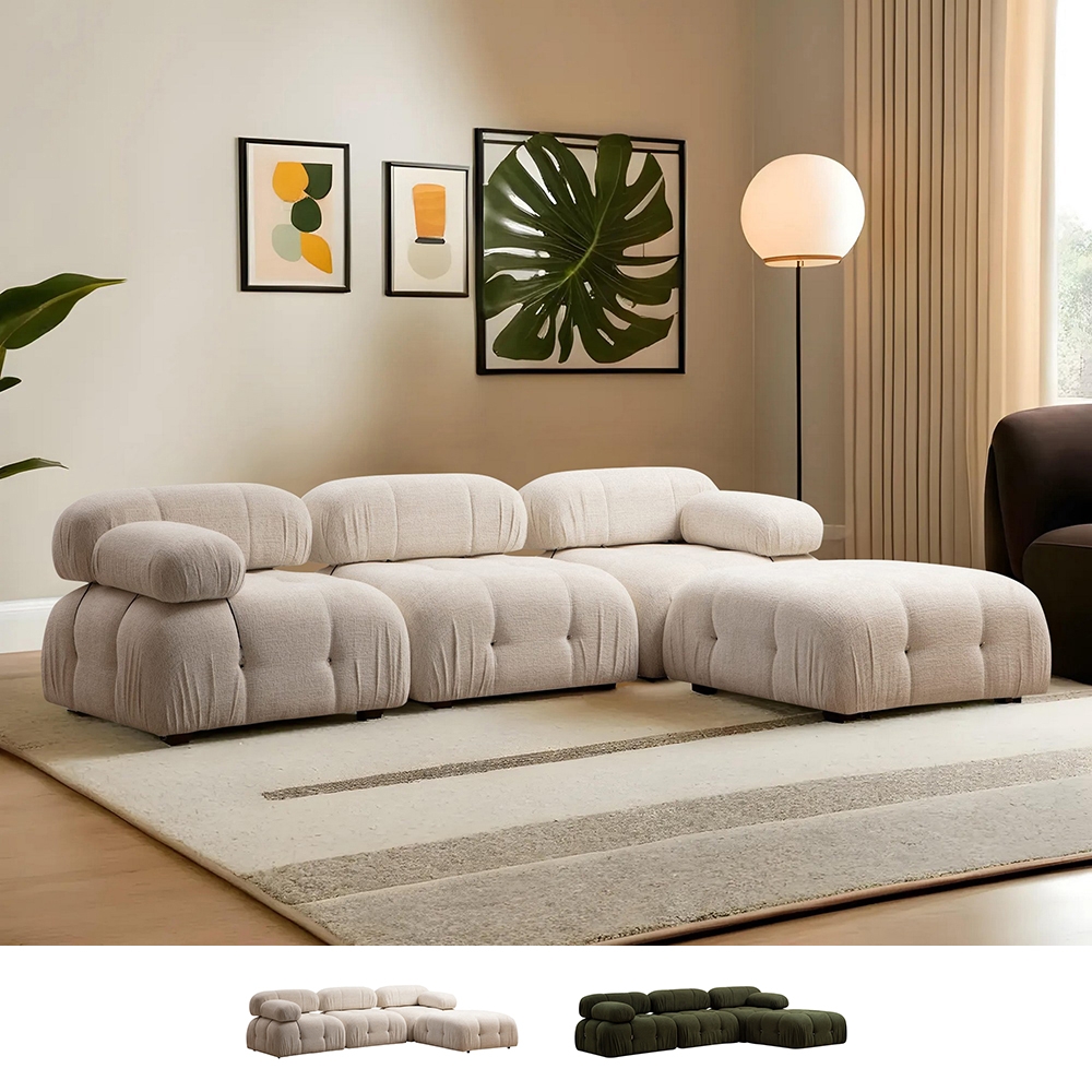 Modulsofa 4-Sitzer mit Fußhocker aus Stoff Bubble 3SP Aktion Modulsofa 4-Sitzer mit Fußhocker aus Stoff Bubble 3SP Aktion