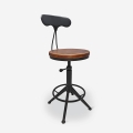 Hocker drehbar verstellbar im Vintage-Stil mit Rückenlehne Crewi Back Aktion