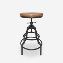 Hocker schraubverstellbar Industriestil aus Holz und Metall Vont Aktion
