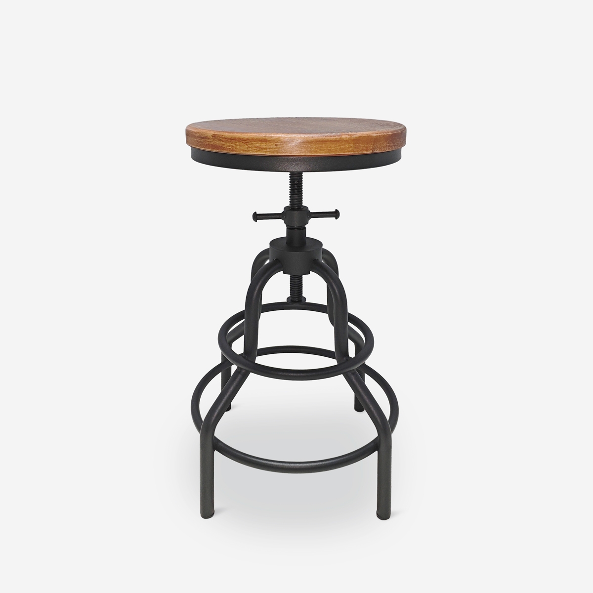Hocker schraubverstellbar Industriestil aus Holz und Metall Vont Aktion