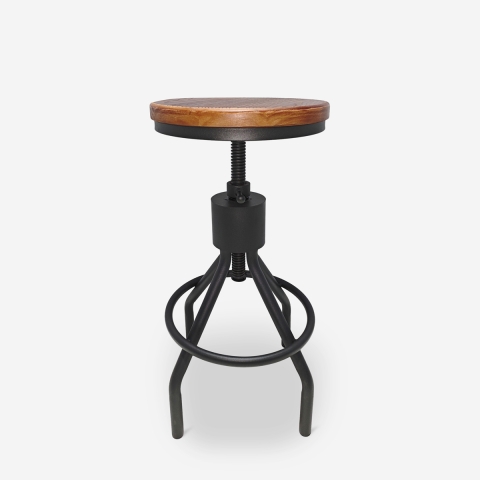 Barhocker Industriestil aus Holz und Metall schraubverstellbar Skiv Aktion