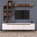 TV-Wandregal mit offenen Fächern in Weiß und Naturholz Sirio Angebot