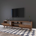 TV-Wagen mit 2 Klapptüren und 2 Holzregalen in Nussbaumfarbe Walnut Rabatte