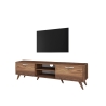 TV-Wagen mit 2 Klapptüren und 2 Holzregalen in Nussbaumfarbe Walnut Lagerbestand