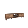 TV-Wagen mit 2 Klapptüren und 2 Holzregalen in Nussbaumfarbe Walnut Modell