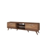 TV-Wagen mit 2 Klapptüren und 2 Holzregalen in Nussbaumfarbe Walnut Eigenschaften
