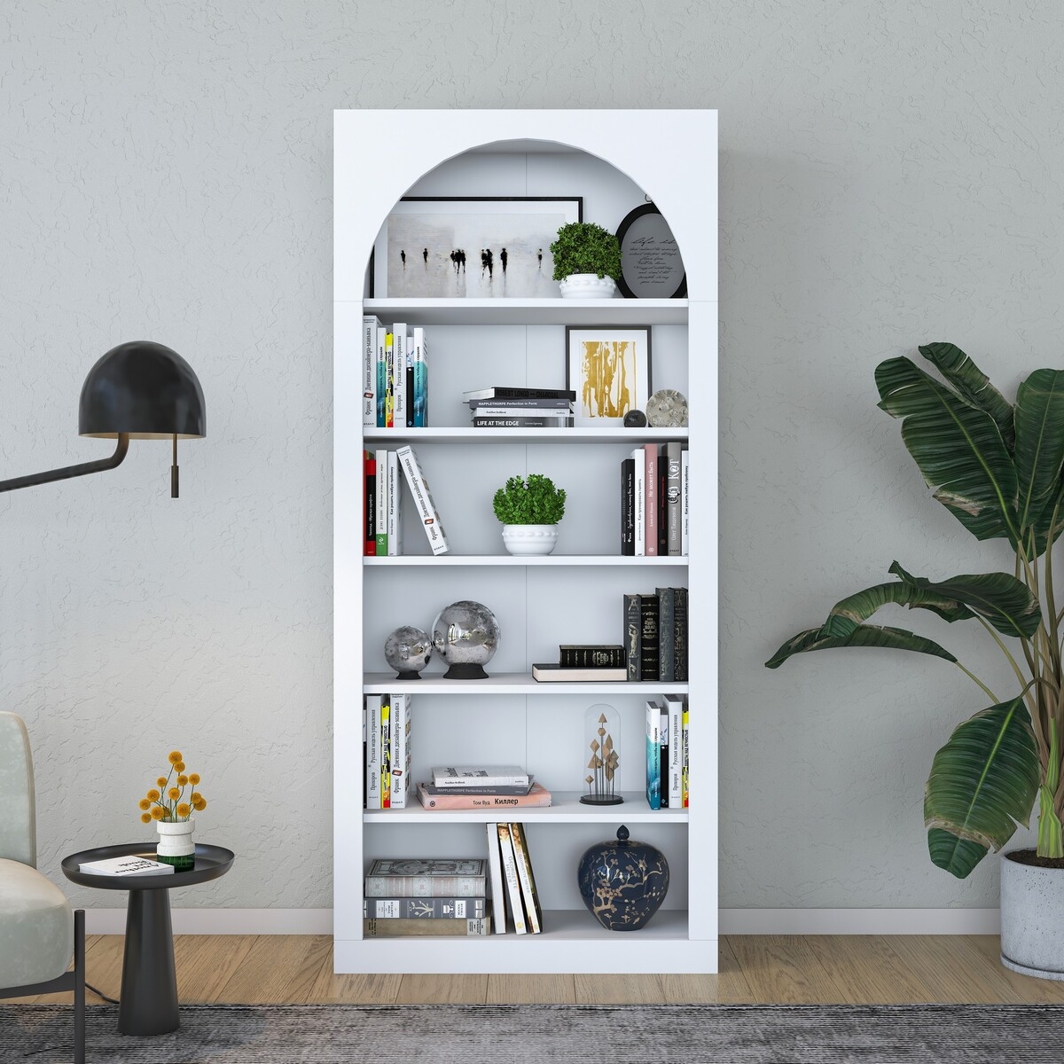 Weißes bogenförmiges Wandregal Curvy 180x31x80 cm mit 5 Regalböden Aktion Weißes bogenförmiges Wandregal Curvy 180x31x80 cm mit 5 Regalböden Aktion