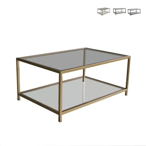 Moderner Couchtisch 90x60cm aus Metall und Glas Astro Aktion