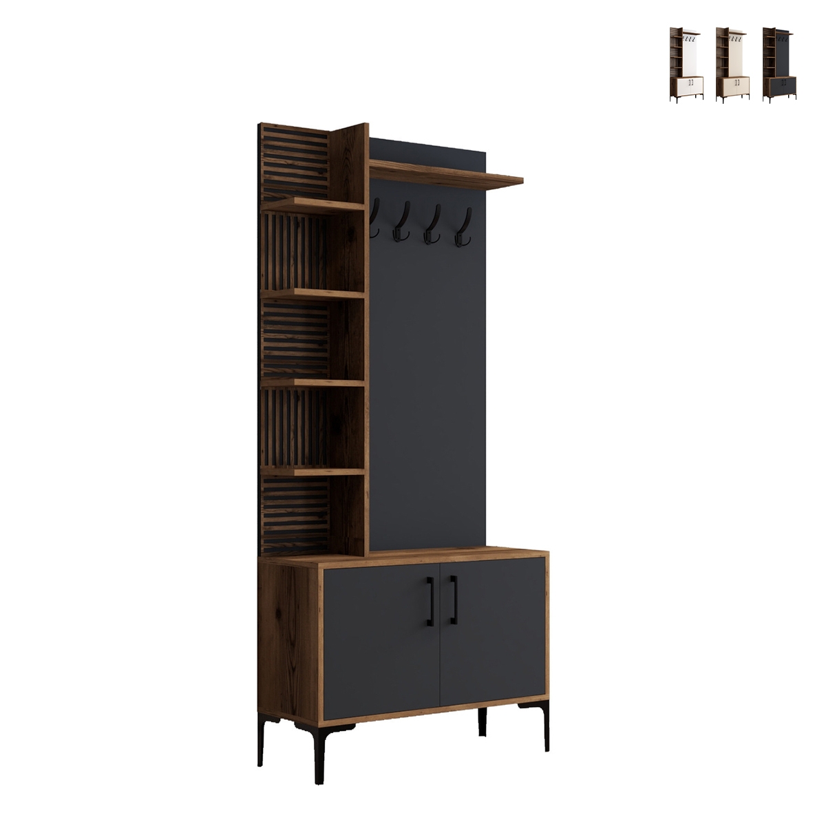 Garderobenständer mit Schuhregal und Ablagefächern 90x200cm Viyana S Aktion Garderobenständer mit Schuhregal und Ablagefächern 90x200cm Viyana S Aktion