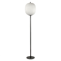 Stehlampe aus schwarzem Metall mit geblasenem Glasschirm Domizia-A Sales