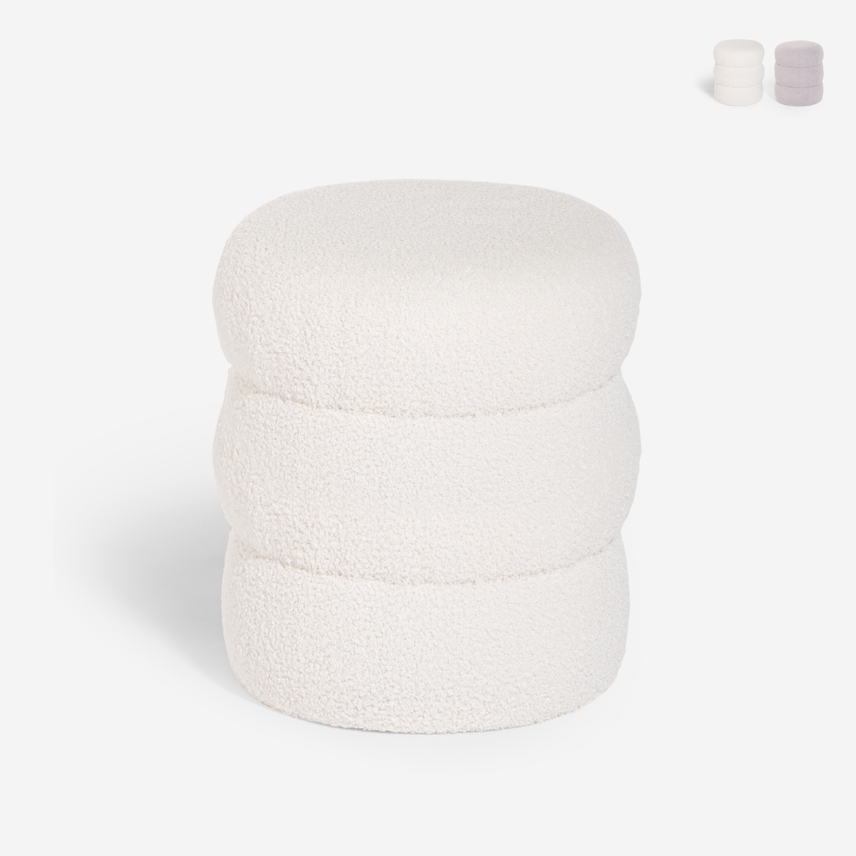 Fußhocker Teddy Bouclé im modernen Zylinderdesign Okami Aktion Fußhocker Teddy Bouclé im modernen Zylinderdesign Okami Aktion
