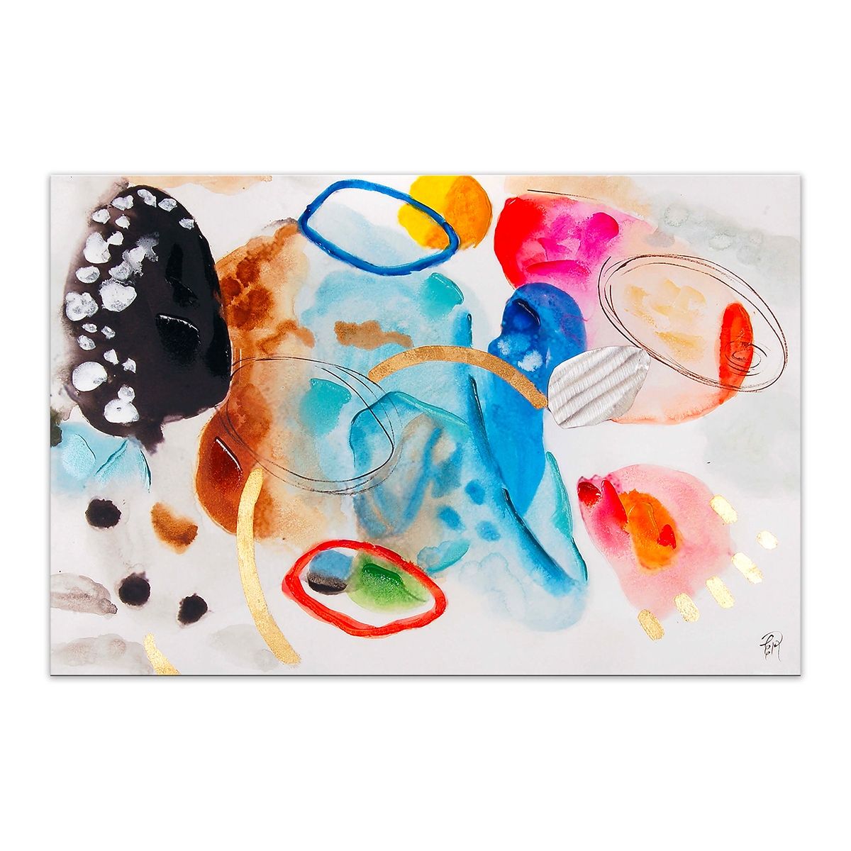 Gemälde abstrakt geometrisch 120x80cm modern mehrfarbig Nadiv Aktion Gemälde abstrakt geometrisch 120x80cm modern mehrfarbig Nadiv Aktion