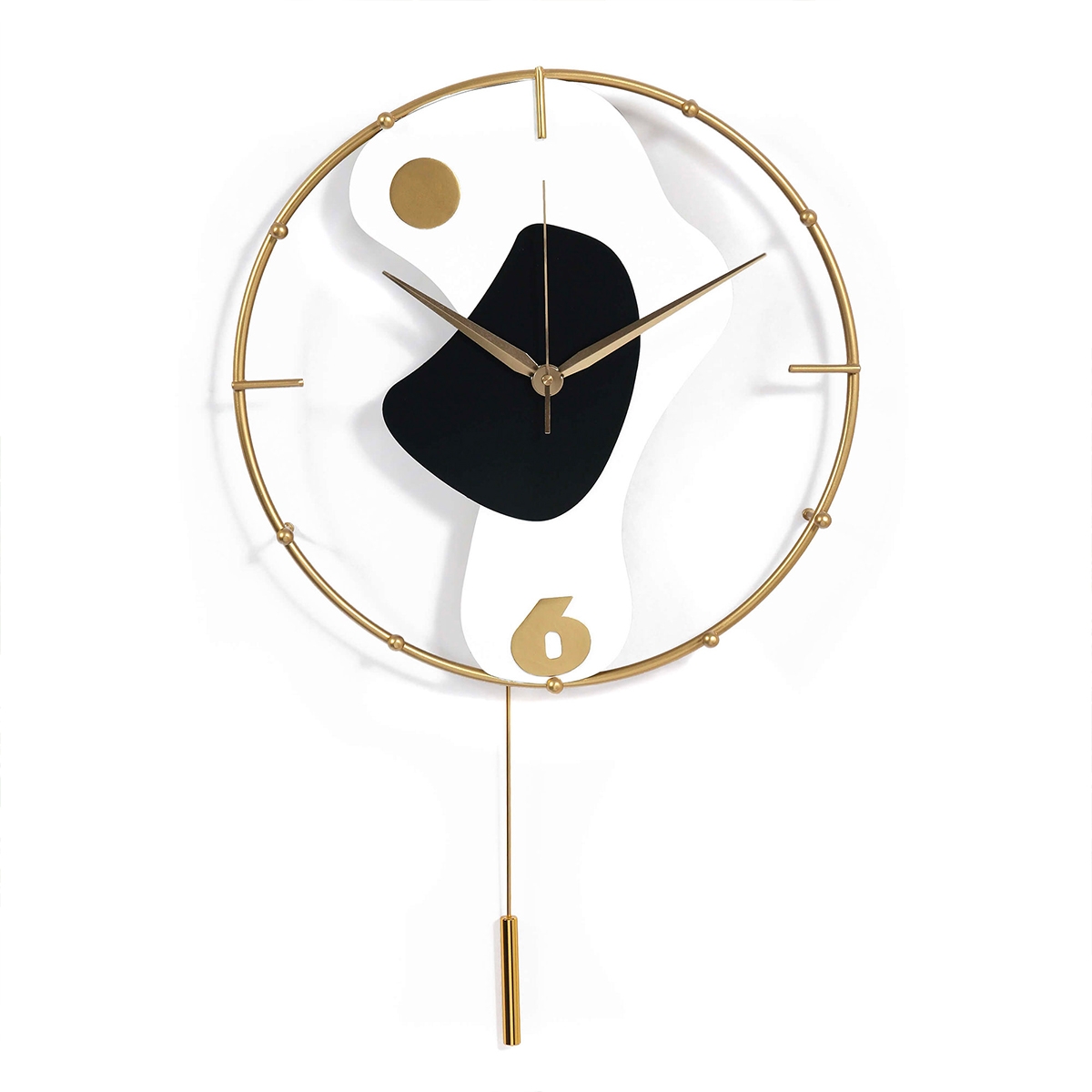 Wanduhr modern 42x67cm aus goldfarbenem Metall mit Pendel Bynok Aktion Wanduhr modern 42x67cm aus goldfarbenem Metall mit Pendel Bynok Aktion
