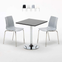 Schwarz Quadratisch Tisch und Stühle Farbiges Transparent Lollipop Platinum Aktion