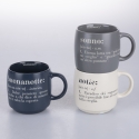 3er-Set stapelbare Vorratsbecher aus Steingut, 350 ml, mit Schriftzügen, Victionary L Aktion