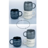 3er-Set stapelbare Vorratsbecher aus Steingut, 350 ml, mit Schriftzügen, Victionary L Verkauf