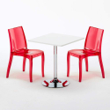 Weiß Quadratisch Tisch und 2 Stühle Farbiges Transparent Grand Soleil Cristal Light Titanium Rabatte