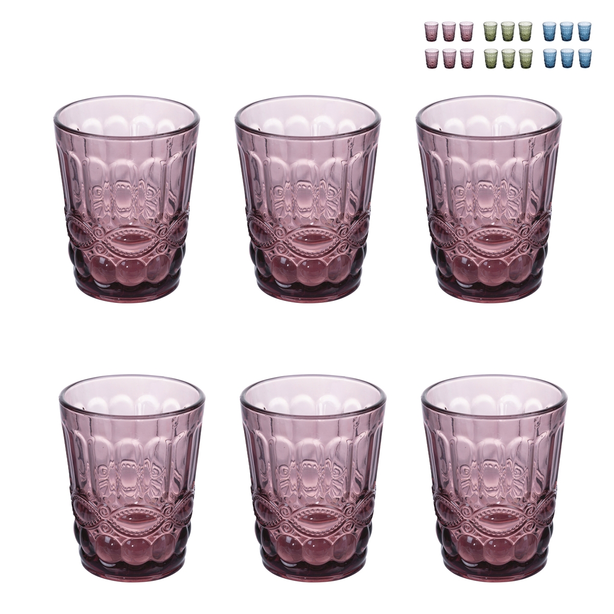 Set aus 6 Wassergläsern 280ml mit Reliefdekor Nobilis 2 Angebot Set aus 6 Wassergläsern 280ml mit Reliefdekor Nobilis 2 Angebot