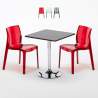 Schwarz Quadratisch Tisch und 2 Stühle Farbiges Polypropylen-Innenmastenset Grand Soleil Femme Fatale Phantom Aktion