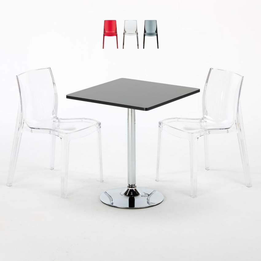 Schwarz Quadratisch Tisch und 2 Stühle Farbiges Polypropylen-Innenmastenset Grand Soleil Femme Fatale Phantom Verkauf Schwarz Quadratisch Tisch und 2 Stühle Farbiges Polypropylen-Innenmastenset Grand Soleil Femme Fatale Phantom Verkauf