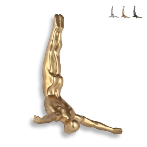 Wandskulptur modern aus Harz mit Metalleffekt Taucher Veda-M Aktion