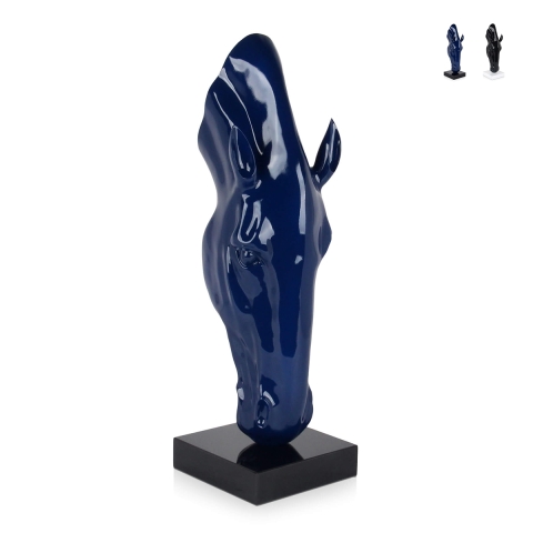 Skulptur modern aus lackiertem Harz Pferdekopf Knyph-L Aktion