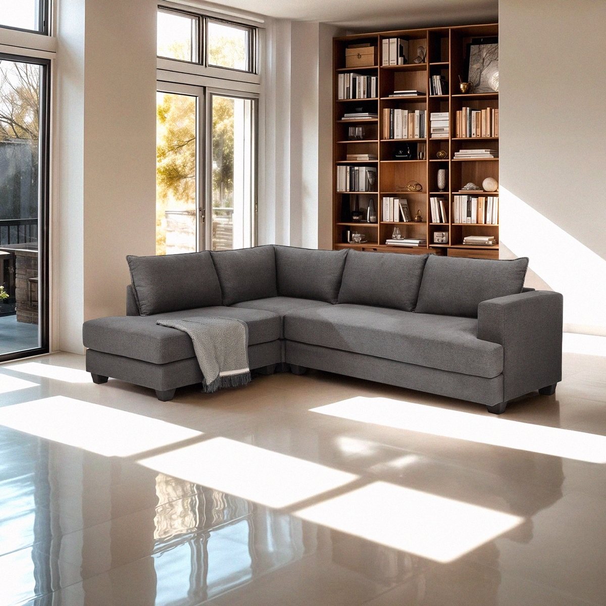 Sofa Design Ecke 3-Sitzer modern aus grauem Stoff Alhena Aktion Sofa Design Ecke 3-Sitzer modern aus grauem Stoff Alhena Aktion