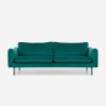 Sofa 3-Sitzer modern elegant aus dunkelgrünem Samt Tashi Sales