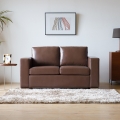 Sofa Wohnzimmer klassisch 2-Sitzer aus braunem Kunstleder Momo Aktion