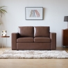 Sofa Wohnzimmer klassisch 2-Sitzer aus braunem Kunstleder Momo Aktion