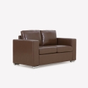 Sofa Wohnzimmer klassisch 2-Sitzer aus braunem Kunstleder Momo Verkauf