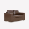 Sofa Wohnzimmer klassisch 2-Sitzer aus braunem Kunstleder Momo Verkauf
