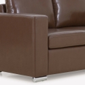 Sofa Wohnzimmer klassisch 2-Sitzer aus braunem Kunstleder Momo Lagerbestand