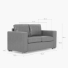 Sofa Wohnzimmer klassisch 2-Sitzer aus braunem Kunstleder Momo Maße