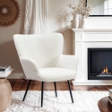 Sessel Wohnzimmer modern aus weißem Bouclé-Stoff Womb Verkauf