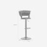 Hocker verstellbar aus goldfarbenem Metall und gewebtem Samt Macaron 