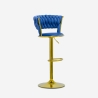 Hocker verstellbar aus goldfarbenem Metall und gewebtem Samt Macaron Eigenschaften