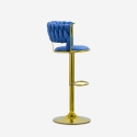 Hocker verstellbar aus goldfarbenem Metall und gewebtem Samt Macaron Maße