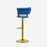 Hocker verstellbar aus goldfarbenem Metall und gewebtem Samt Macaron Preis
