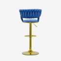 Hocker verstellbar aus goldfarbenem Metall und gewebtem Samt Macaron Kosten