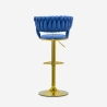 Hocker verstellbar aus goldfarbenem Metall und gewebtem Samt Macaron Kosten