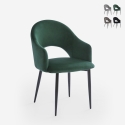 Stuhl mit Armlehnen modern aus Samt für Esszimmer und Küche Rozan Sales