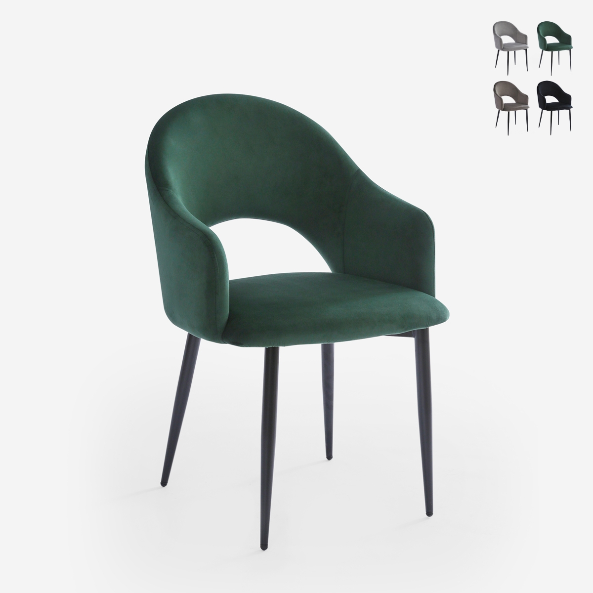 Stuhl mit Armlehnen modern aus Samt für Esszimmer und Küche Rozan Sales