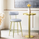 Hocker Bar Küchen aus Samt mit Rückenlehne und goldfarbenen Beinen Kraven Angebot