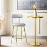 Hocker Bar Küchen aus Samt mit Rückenlehne und goldfarbenen Beinen Kraven Angebot