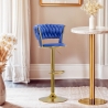 Hocker verstellbar aus goldfarbenem Metall und gewebtem Samt Macaron Rabatte