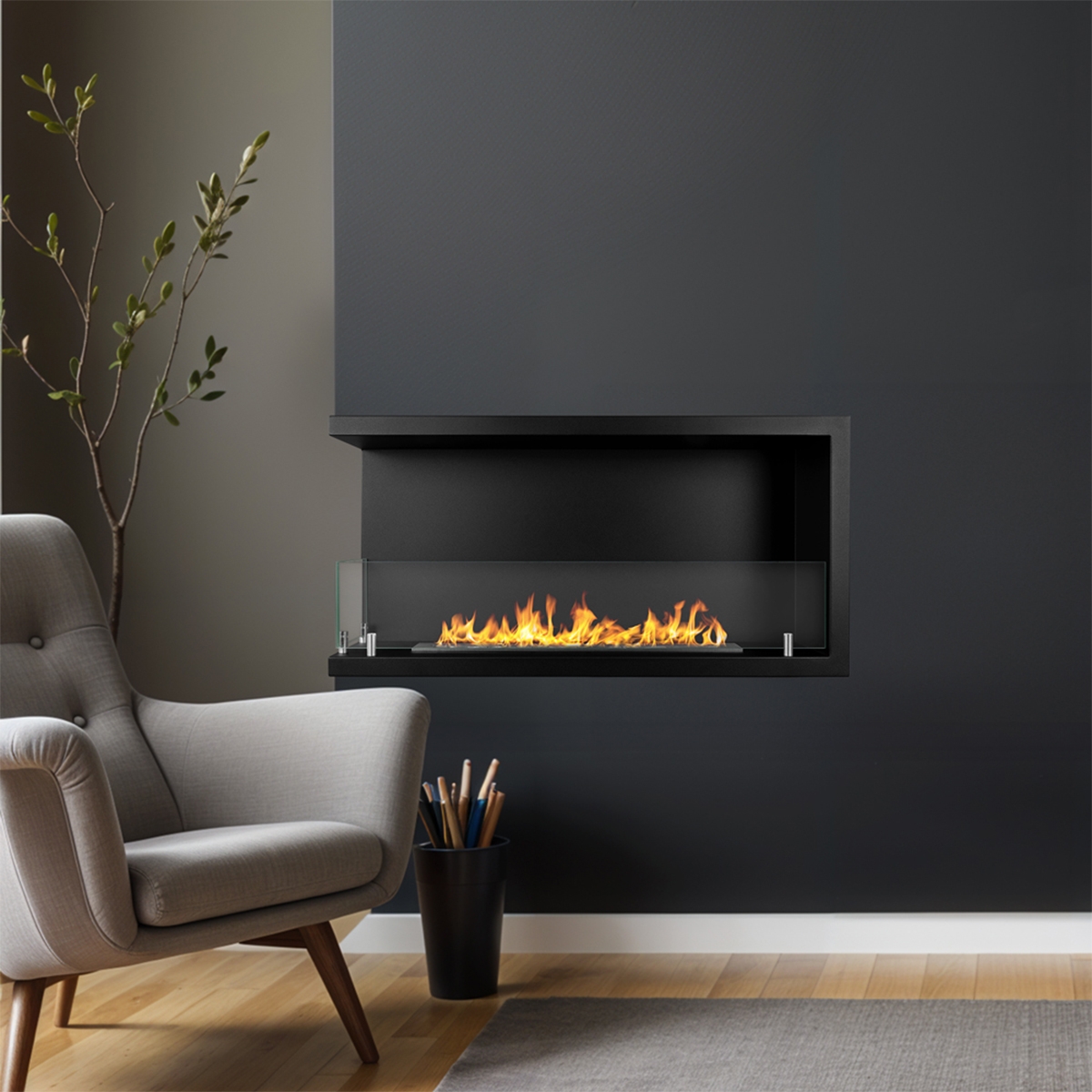 Eck-Einbau Bioethanol-Kamin 90x45 Sutri 90 Eigenschaften